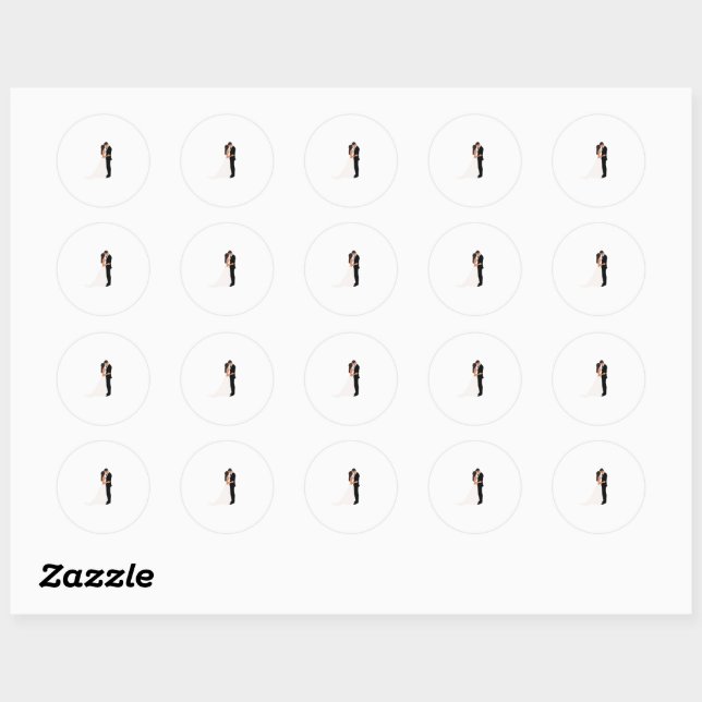 Rond Sticker des mariés (Feuille)