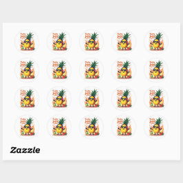Rond Sticker d'été à l'ananas juteux mignon