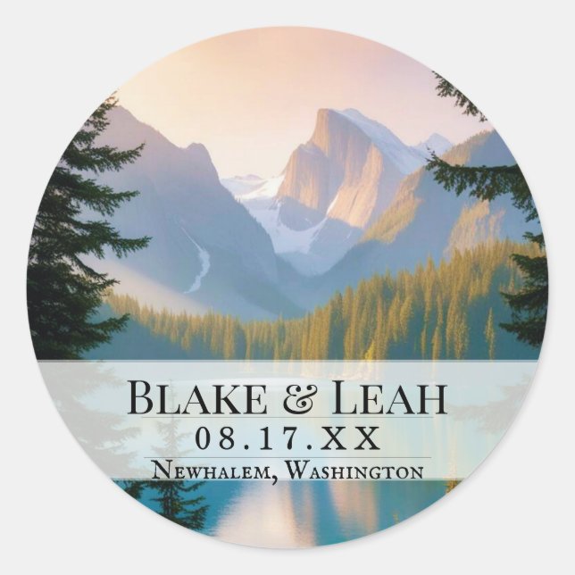 Rond Sticker d'événement Date Mariage personnalisable M (Devant)