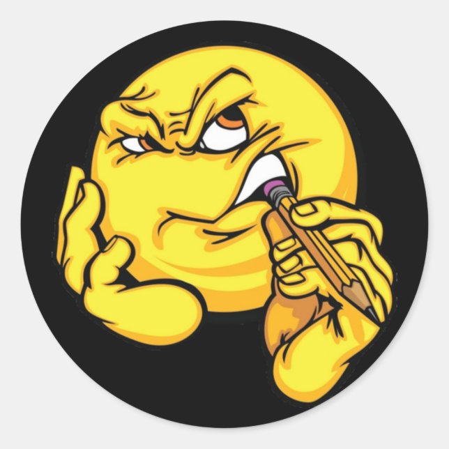 Rond Sticker d'expression de pensée de dessin (Devant)