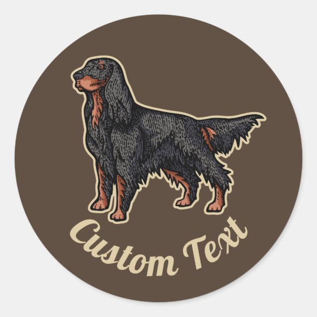 Rond Sticker d'illustration Gordon Setter (Devant)