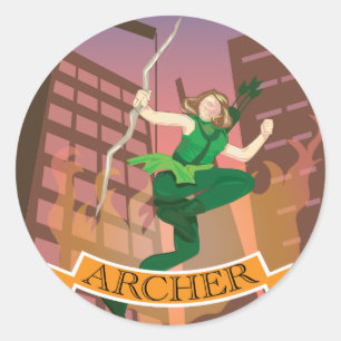 Rond Sticker d'illustration pour archer femelle