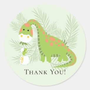 Rond Sticker Dinosaur Baby shower Favor