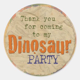 Rond Sticker Dinosaur Party - Merci d'être venu