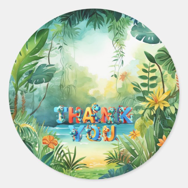 Rond Sticker Dinosaure Cute (Devant)