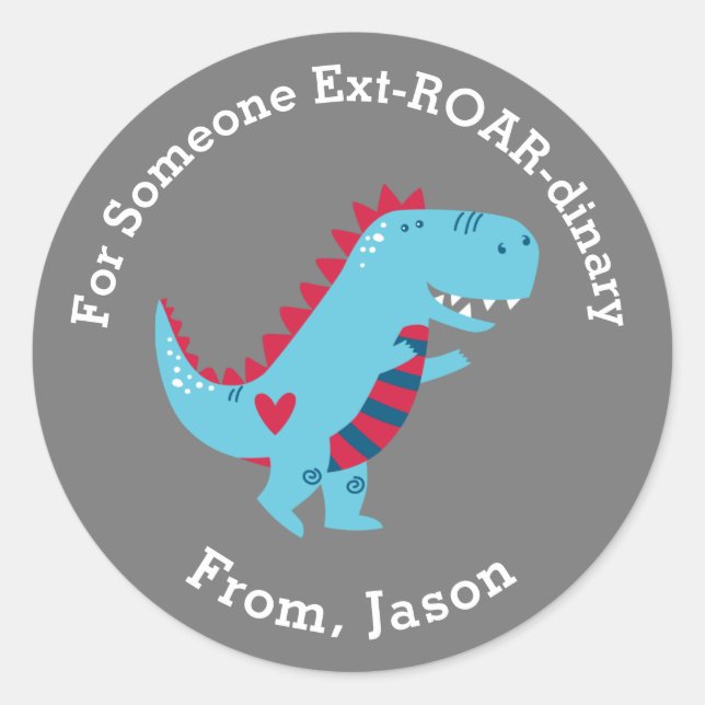 Rond Sticker Dinosaure Jour pour les enfants adorables (Devant)