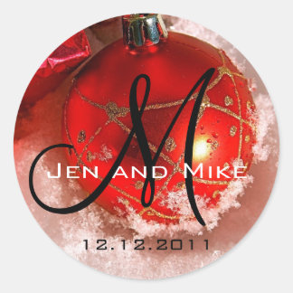 Rond Sticker d'invitation Monogramme Mariage décembre