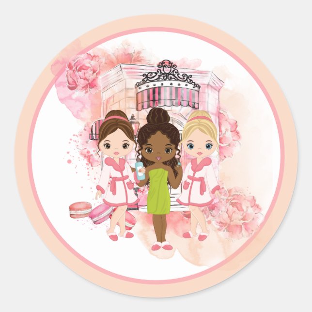 Rond Sticker d'invitation Spa afro-américain (Devant)