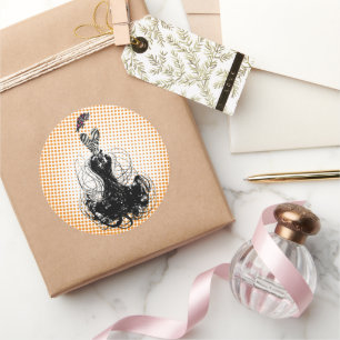 Rond Sticker Diva Mode Orange Retro Dots