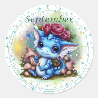Rond Sticker Dragon Sapphire de septembre Birthstone