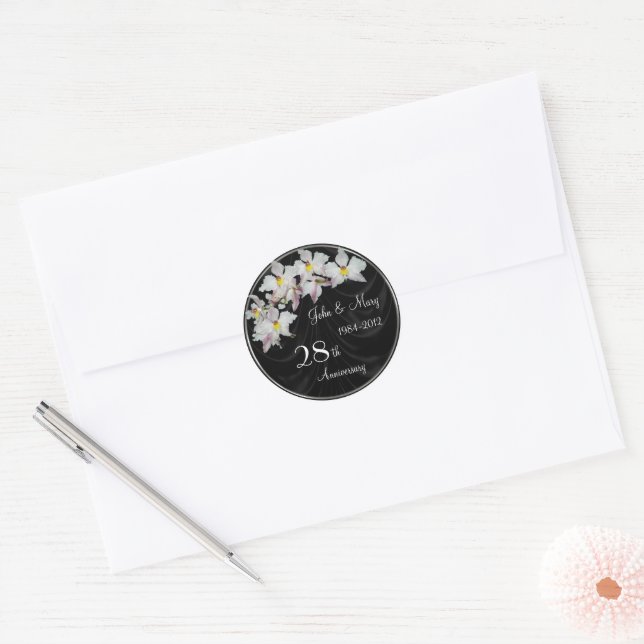 Rond Sticker du 28e anniversaire du Mariage (Enveloppe)
