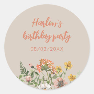 Rond Sticker du calendrier du parti fleur sauvage