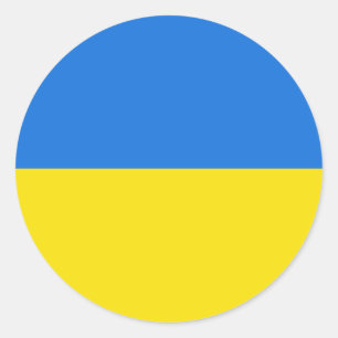 Rond Sticker du drapeau Fisheye d'Ukraine