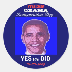 Rond Sticker du jour d'investiture OBAMA