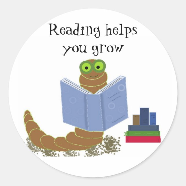 Rond Sticker du lecteur de ver de livre (Devant)