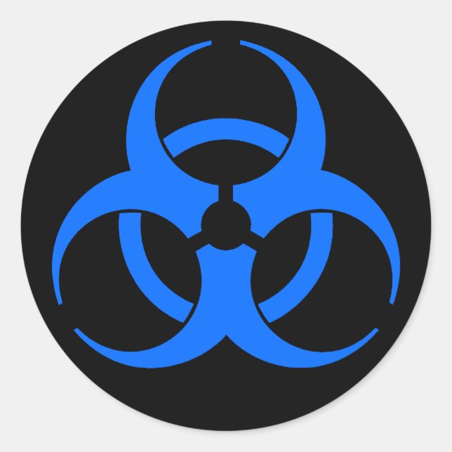 Rond Sticker du symbole bleu de risque biologique (Devant)