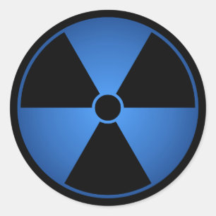 Rond Sticker du symbole de rayonnement bleu