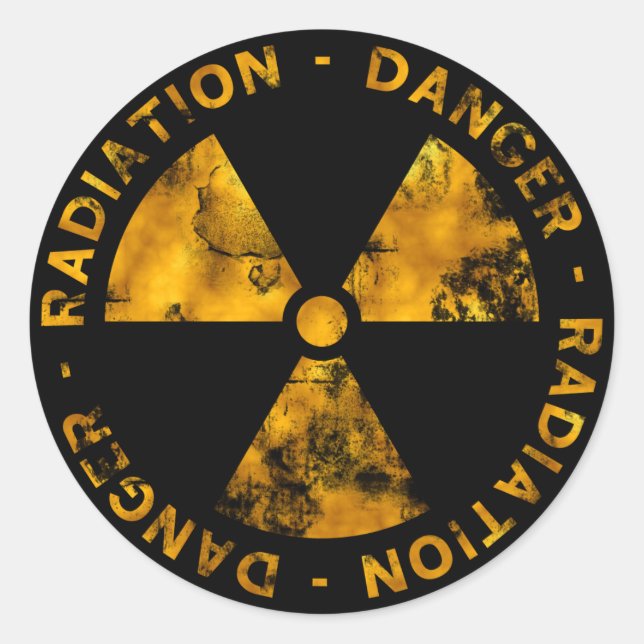 Rond Sticker du symbole de rayonnement en détresse (Devant)