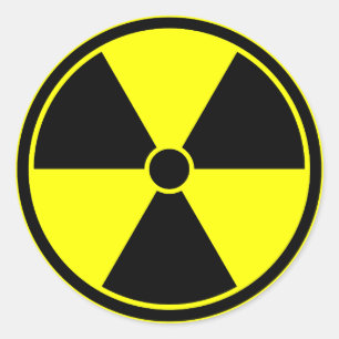 Rond Sticker du symbole de rayonnement jaune vif