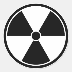 Rond Sticker du symbole de rayonnement noir et blanc