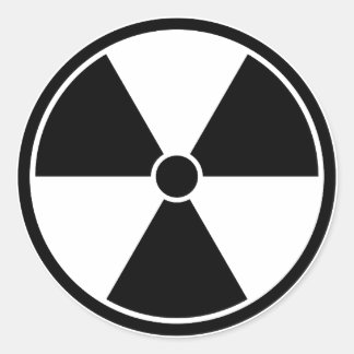 Rond Sticker du symbole de rayonnement noir et blanc