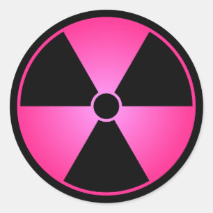 Rond Sticker du symbole de rayonnement rose