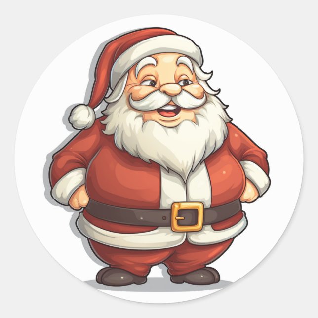 Rond Sticker du ventre de fête du Père Noël (Devant)