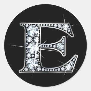 Rond Sticker "E" Faux-"Diamond Bling"