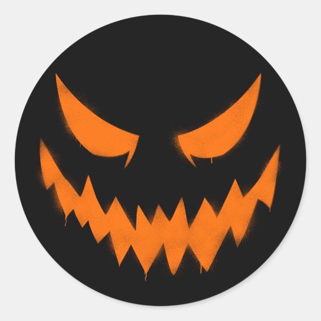 Rond Sticker éffrayant Halloween Jack-O'-lanterne (Devant)