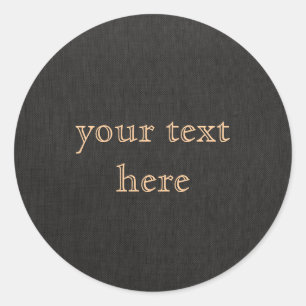 Rond Sticker élégant en lin noir - Personnalisable