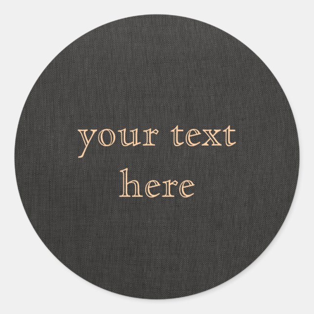 Rond Sticker élégant en lin noir - Personnalisable (Devant)