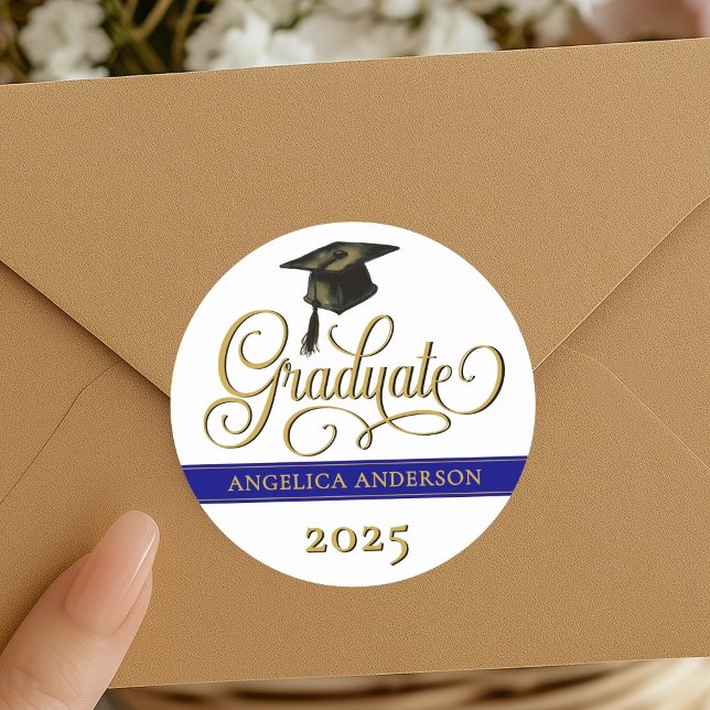 Rond Sticker élégant pour graduation de script (Créateur téléchargé)