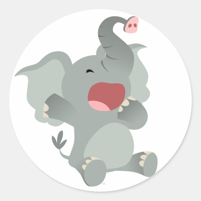 Rond Sticker Eléphant Cartoon Sleepy (Devant)