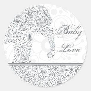 Rond Sticker éléphant Grey Baby Love
