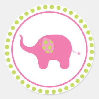 Rond Sticker Eléphant Rose