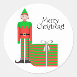 Rond Sticker Elf de Noël - Forfait Cadeau rayé