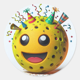 Rond Sticker Emoji Anniversaire de PickleBall