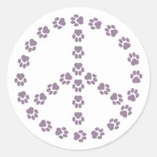 Rond Sticker Empreinte de patte de la paix violet