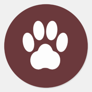 Rond Sticker Empreinte de patte Maroon