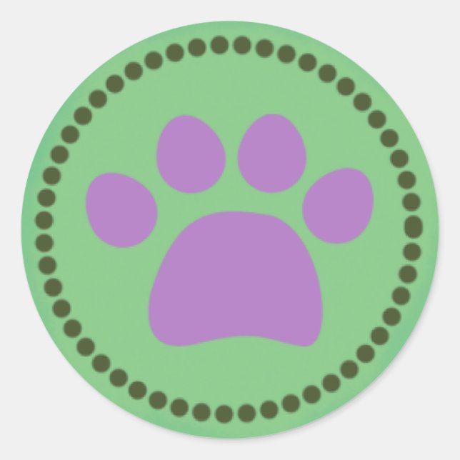 Rond Sticker Empreinte de patte vert (Devant)