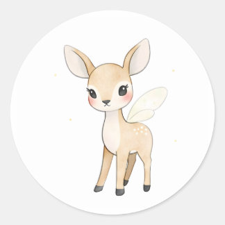 Rond Sticker en aquarelle à cerfs de fée magique Imprim