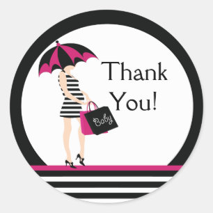 Rond Sticker en Baby shower Merci Mod Mom