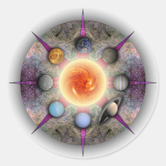 Rond Sticker en cercle Mandala planétaire