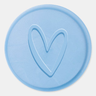 Rond Sticker en cire bleu ciel Love Heart