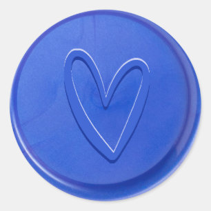 Rond Sticker en cire bleu électrique Love Heart