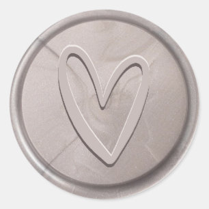 Rond Sticker en cire gris argent du coeur d'amour