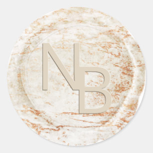 Rond Sticker en cire monogramme en marbre moderne
