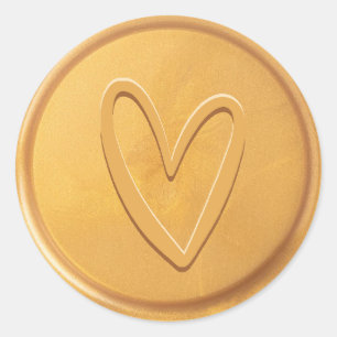 Rond Sticker en cire Or Coeur d'amour
