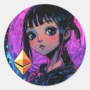 Rond Sticker en cristal pour cyberpunk Ethereum Waifu A