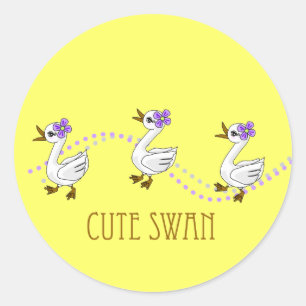 Rond Sticker en cygne mignon